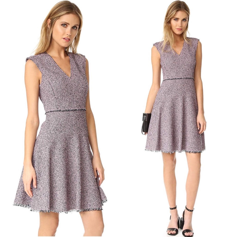 Rebecca Taylor Stretch Pink Navy Tweed Dress 4